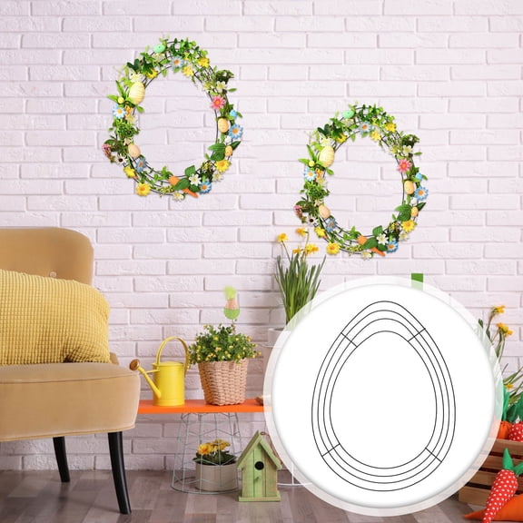 Egg Shaped Wire Wreath Easter Floral Garden Wire Wreath for Easter DIY Project Indoor Outdoor Holiday Hanging Decor Black 11.8 In
