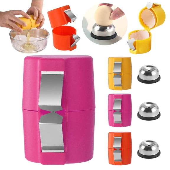 Egg Shell Opener, 2026 New Egg Shell Cutter, Handheld Egg Opener for Hard Boiled Eggs, Egg Cracker Tool for Raw Eggs, Stainless Steel Eggshell Breaker Egg Shell Cutter with Piercer (Pink, 1 Set)