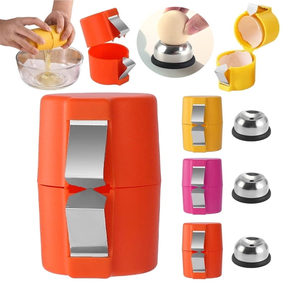 Egg Shell Opener, 2026 New Egg Shell Cutter, Handheld Egg Opener for Hard Boiled Eggs, Egg Cracker Tool for Raw Eggs, Stainless Steel Eggshell Breaker Egg Shell Cutter with Piercer (Orange, 1 Set)