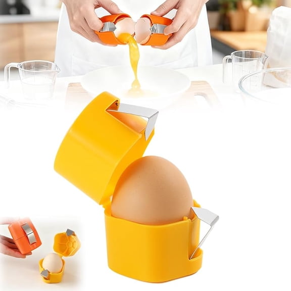 Egg Shell Opener, 2026 New Stainless Steel Egg Shell Separator for Raw Eggs Gadgets Cracker Tool, No Mess, No Shell Pieces (Orange)