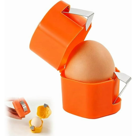 Egg Shell Opener, 2026 Upgraded Egg Shell Cutter, Handheld Egg Opener for Hard Boiled Eggs, Egg Cracker Tool for Raw Eggs, Stainless Steel Eggshell Breaker Egg Shell Cutter (1, Orange)