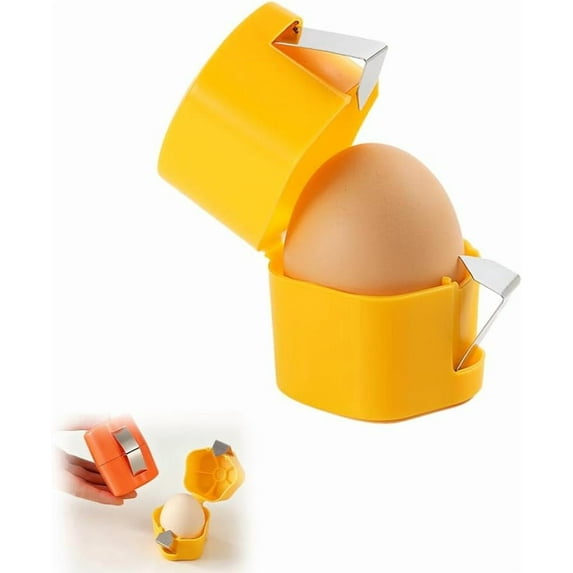 Egg Shell Opener, 2026 Upgraded Egg Shell Cutter, Handheld Egg Opener for Hard Boiled Eggs, Egg Cracker Tool for Raw Eggs, Stainless Steel Eggshell Breaker Egg Shell Cutter (1, Yellow)