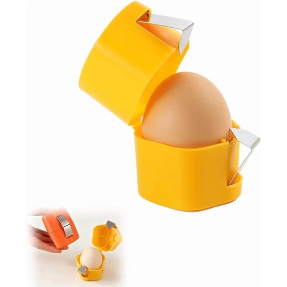 Egg Shell Opener, 2026 Upgraded Egg Shell Cutter, Handheld Egg Opener for Hard Boiled Eggs, Egg Cracker Tool for Raw Eggs, Stainless Steel Eggshell Breaker Egg Shell Cutter (1, Yellow)