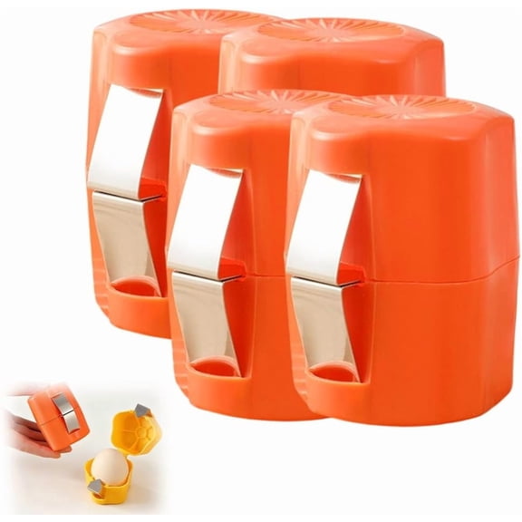 Egg Shell Opener, 2026 Upgraded Egg Shell Cutter, Handheld Egg Opener for Hard Boiled Eggs, Egg Cracker Tool for Raw Eggs, Stainless Steel Eggshell Breaker Egg Shell Cutter (4, Orange)