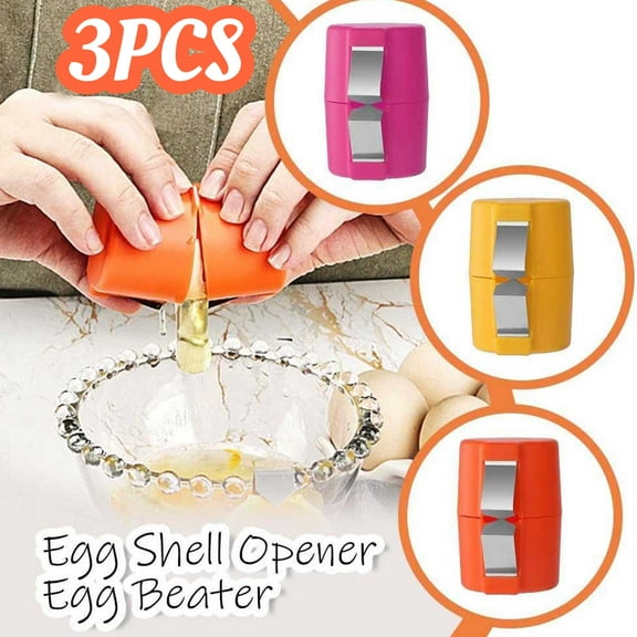 Egg Shell Opener, 3-Piece Set New Egg Cracker Tool for Raw Eggs, Hard Boiled Egg Peeler Egg Cube Egg Separator Handheld, Stainless Steel Eggshell Breaker Egg Shell Cutter Kitchen Gadgets