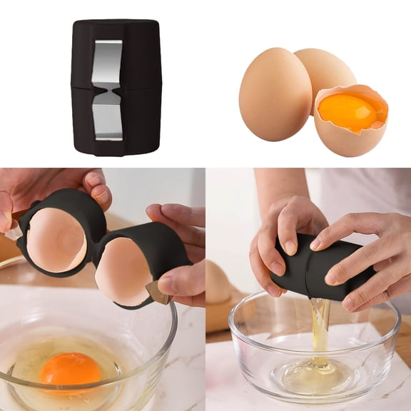 Egg Shell Opener - Egg Cracker Peeler Cube Separator, Stainless Steel Egg Shell Opener Essential Handheld Kitchen Tool for Hard Boiled Eggs (Black)