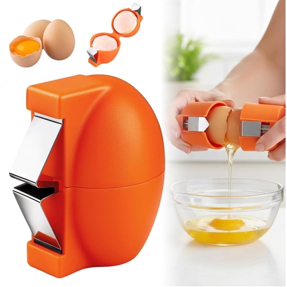 Egg Shell Opener Egg Cracker Tool, 2026 New Eggs Separator for Raw and Hard Boiled Eggs Peeler Shell Remover,Stainless Steel Eggshell Breaker Peeling Tool Portable Kitchen Gadgets,Orange
