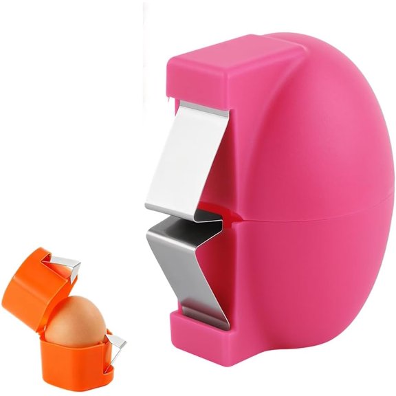 Egg Shell Opener Egg Cracker Tool, 2026 New Eggs Separator for Raw and Hard Boiled Eggs Peeler Shell Remover,Stainless Steel Eggshell Breaker Peeling Tool Portable Kitchen Gadgets (1, Rose Red)