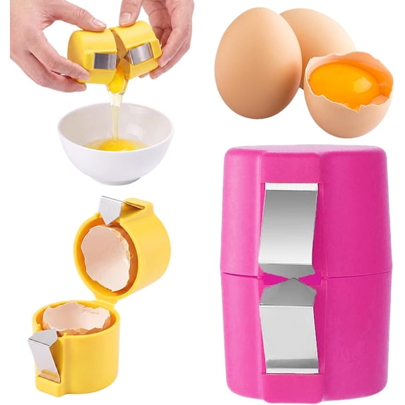 Egg Shell Opener, Egg Separator Egg Cracker Tool for Raw Eggs, Hard Boiled Egg Peeler Egg Cube Egg Separator, Quickly Cutting Off Cooked Eggs, Stainless Steel Egg Breaker Kitchen Gadgets