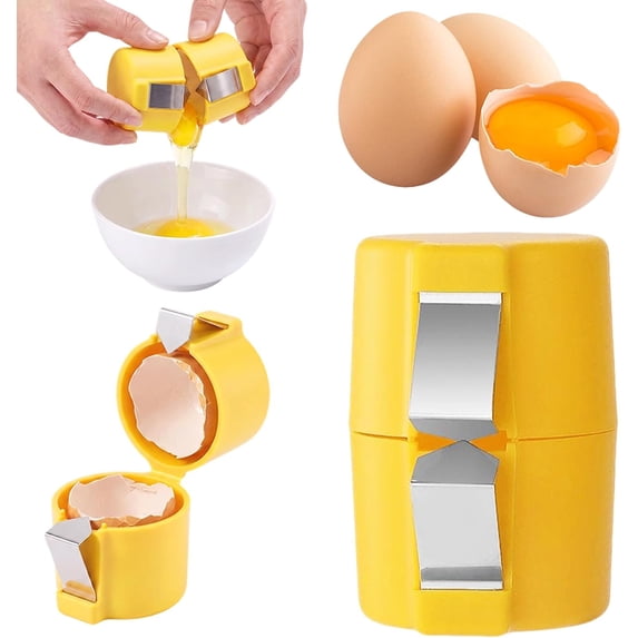 Egg Shell Opener, Egg Separator Egg Cracker Tool for Raw Eggs, Hard Boiled Egg Peeler Egg Cube Egg Separator, Quickly Cutting Off Cooked Eggs, Stainless Steel Egg Breaker Kitchen Gadgets