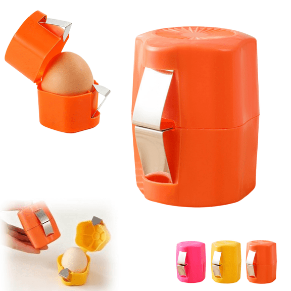 Egg Shell Opener, Egg Shell Cutter, New Handheld Egg Opener for Hard Boiled Eggs, Egg Cracker Tool for Raw Egg, Stainless Steel Eggshell Breaker Eggs Shell Cutter(Orange)