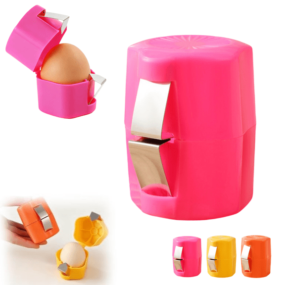 Egg Shell Opener, Egg Shell Cutter, New Handheld Egg Opener for Hard Boiled Eggs, Egg Cracker Tool for Raw Egg, Stainless Steel Eggshell Breaker Eggs Shell Cutter(Hot Pink)