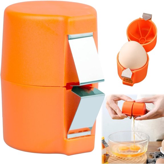 Egg Shell Opener Egg Open Tool Egg Topper Cutter Tool for Raw Eggs Stainless Steel Eggshell Breaker Egg Shell Cutter Egg Separator for Home Kitchen Gadgets Not for Cooked Eggs Orange