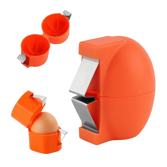 Egg Shell Opener Remover, Eggs Peeler Separator for Boiled and Raw Eggs, Stainless Steel Eggshell Cutter Kitchen Tools for Cooking and Breakfast Prep (Orange)