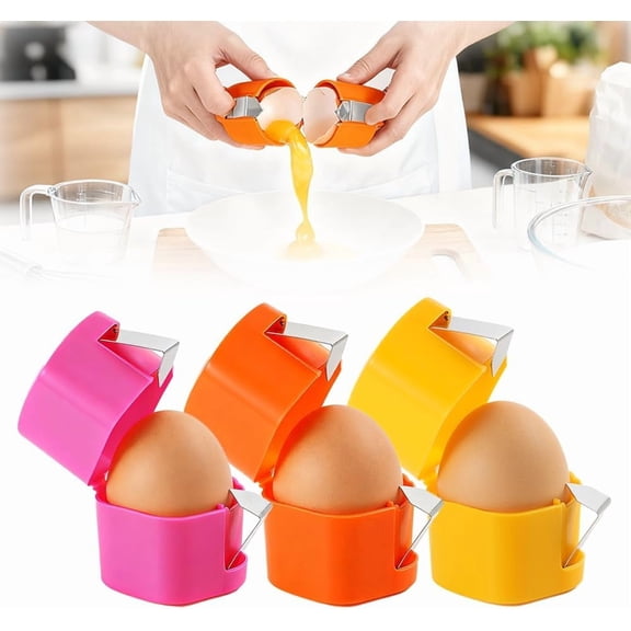 Egg Shell Opener Tool – Handheld Egg Cracker & Yolk Separator for Raw and Hard-Boiled Eggs, Multifunctional Stainless Steel Eggshell Cutter and Peeler for Cooking, Camping & Kitchen Use