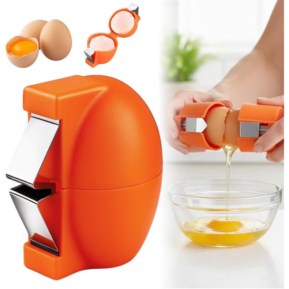 Egg Shell Opener, Upgrade Multifunctional Egg Cutter Egg Cracker Tool Egg Cutter, 2026 New Stainless Steel Egg Peeler Separator for Raw Eggs Cracker Tool Cutter Kitchen Gadgets(Orange,1PCS)