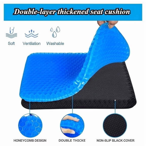 Egg Sitter Gel Cushion Orthopedic Honeycomb Office & Car Seat Cushion for Back Pain, Tailbone Support for Prolonged Sitting, Pressure Relief, Blue