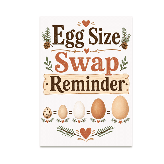 Egg Size Swap Reminder Chart - Kitchen Decor Enthusiast - 13x19 Poster Print