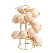 Egg Skelter Deluxe Modern Spiraling Dispenser Rack Medium - Chrome Plated Freestanding Wire Chicken Egg Storage Organizer Display Holder Basket for Countertop Kitchen, Gold