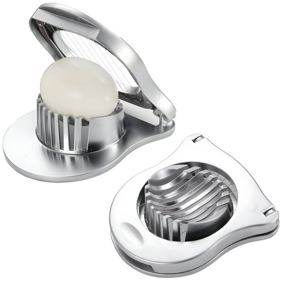 Egg Slicer 2 Pack, Zinc Alloy Hard Boiled Egg Cutter, Stainless Steel Wire Slicer for Kitchen, Easy Clean, Uniform Slices, Perfect for Salads Sandwiches Breakfast Meal Prep