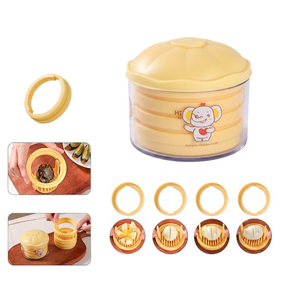 Egg Slicer 4-In-1 Hard Boiled Egg Cutter Stainless Steel Wire Egg Divider Tool Multifunctional Slicer for Kitchen Meal Prep Salad Sandwiches Yellow 1 Pack