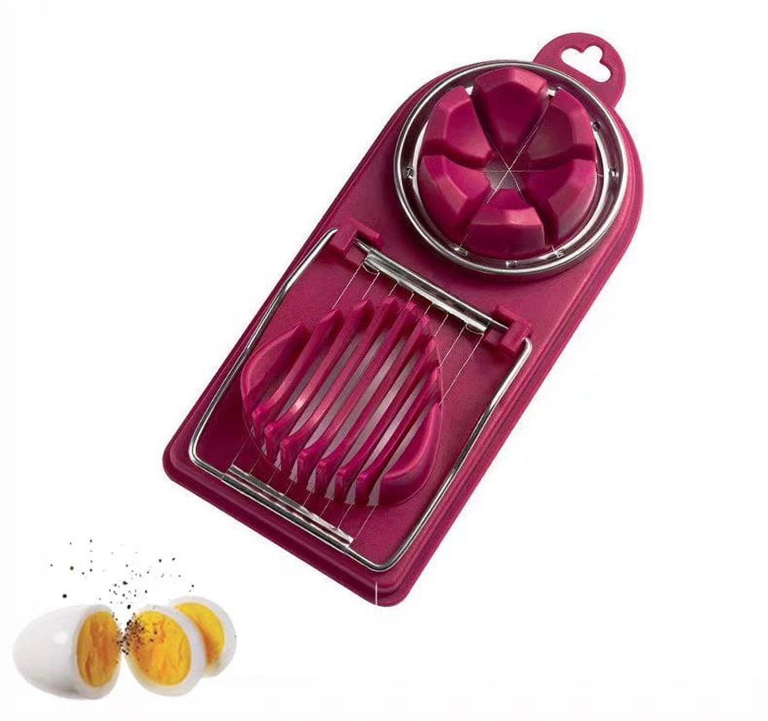 Ezonedeal Egg Slicer with Stainless Steel Wires Perfect Boilled Egg Also used for Strawberries Boiled Potatoes or Mozzarella Balls (Pink)