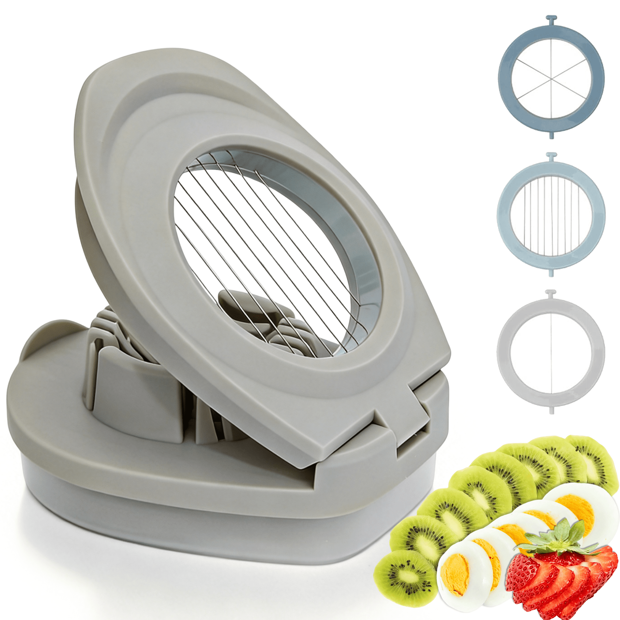 GARITIN Egg Slicer, Stainless Steel Wire Egg Cutter with 3 Cutting Blades for Hard Boiled Eggs Strawberries Kiwis
