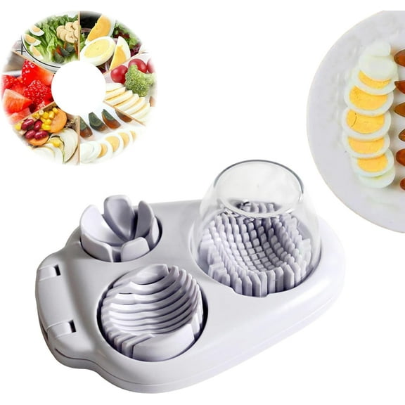 Egg Slicer for Hard Boiled Eggs - 3 Slice Modes Egg Cutter, Multi-purpose Egg Slicer, Stainless Steel Wire Egg Slicer, Kitchen Chopper Tool for Strawberry, Mushroom, Grape, Cherry Tomato