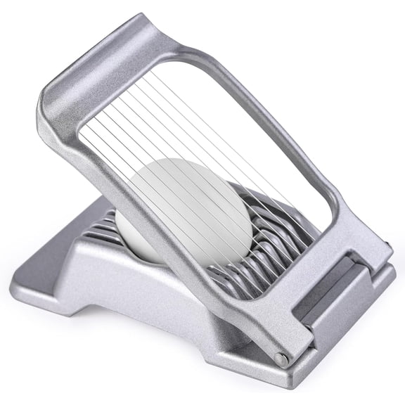 Egg Slicer for Hard Boiled Eggs, Stainless Steel Wire, Multipurpose Heavy Duty Aluminium Egg Cutter Dishwasher Safe for Egg, Salads & Sandwiches, Strawberries, Mushrooms & Soft Cheese, Fruit, Silver