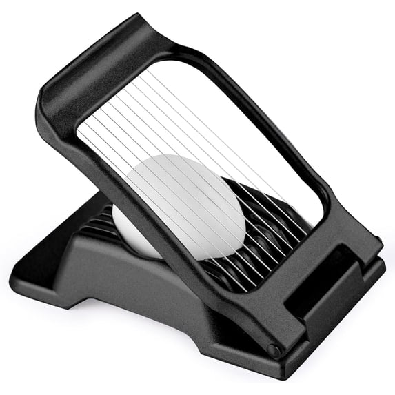 Egg Slicer for Hard Boiled Eggs, Stainless Steel Wire, Multipurpose Heavy Duty Aluminium Egg Cutter Dishwasher Safe for Egg, Salads & Sandwiches, Strawberries, Mushrooms & Soft Cheese, Fruit, Black