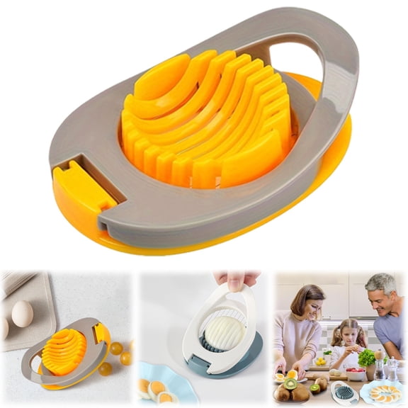 Egg Slicer and Dicer with Stainless Wire – Multi-Function Cutter for Hard Boiled Eggs, Strawberries, and Soft Foods, Easy-Clean