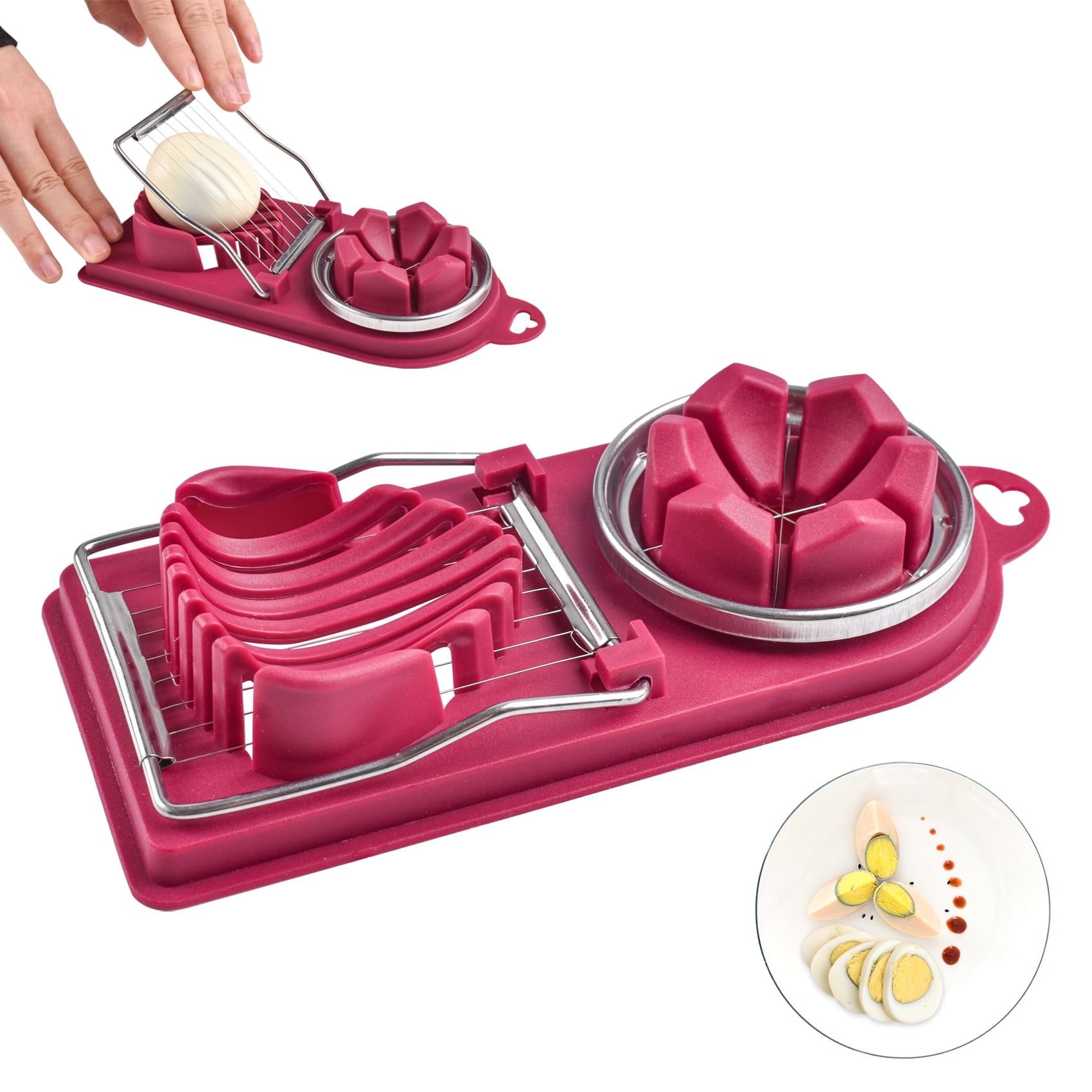 Egg Slicer for Hard Boiled Eggs, Multipurpose Egg Cutter with Stainless