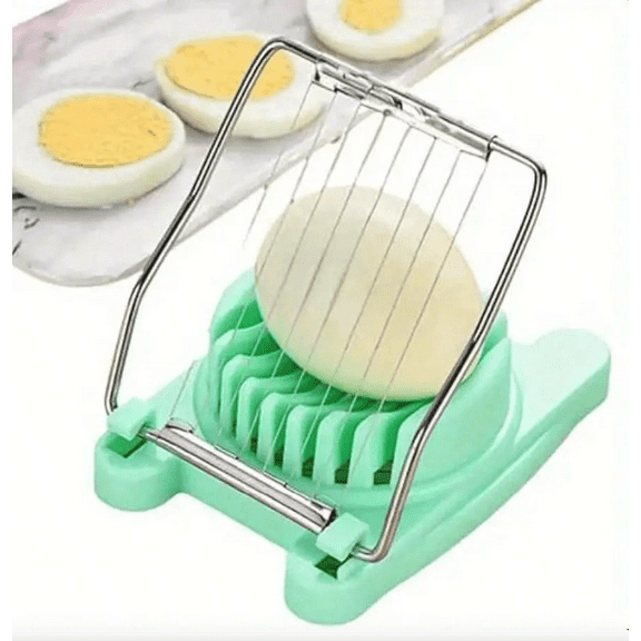 Egg Slicer with Stainless Steel Wires, Green, Compact and Easy to Clean