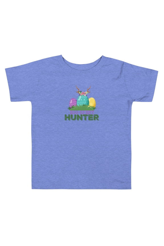 Egg Spert Easter Egg Hunter with Boho Antlers toddler t shirt (Heather Columbia Blue, 4T)
