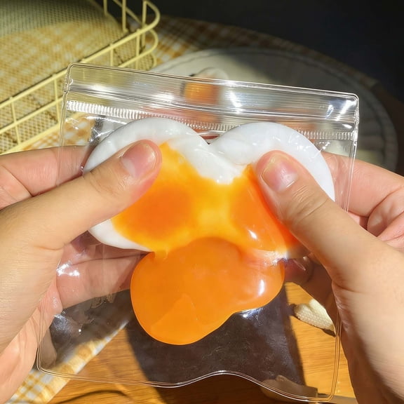 Egg Squishy Jelly Squishy Realistic Double Runny Yolk Poached Egg Fixed Dual Tone for Fun Dual-Sense Sensory Fidget Relaxation and Daily Fun Anxiety Relief