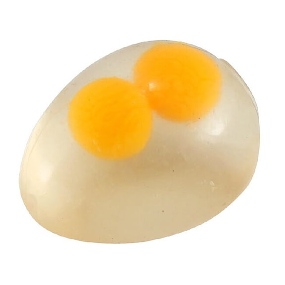Egg Squishy Stress Reliever, Clear Double Yolk Squeeze Egg for Fidget Play, Easter Basket Surprise, Yellow, 2.2 In