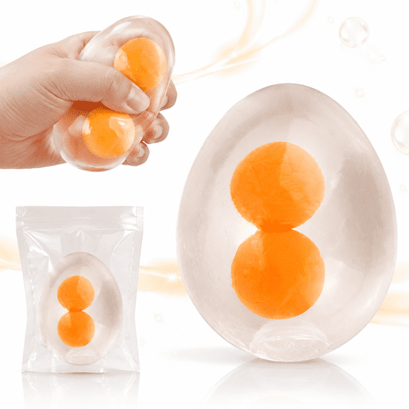 Egg Squishy Toy, Clear Egg Yolk Squeeze Toy, Soft Handheld Fidget Toy for Tactile Play, Desk Accessory, Party Favor and Novelty Gift