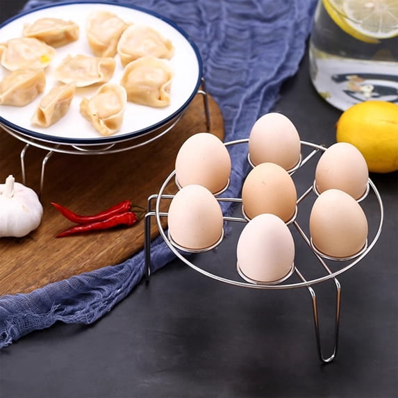 Egg Steaming Rack, 6.1 Inch 7 Holes Egg Rack, Round Food Grade Stainless Steel Trivet for Food Steaming and Roasting Cooking in Kitchen and Outdoors
