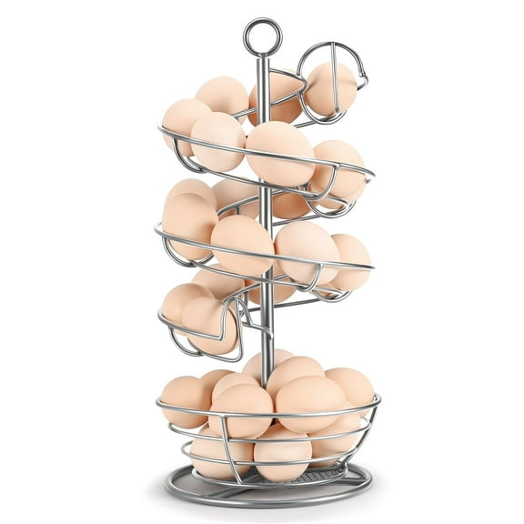 Egg Storage Basket, 2 Tier Wire Basket w/ Top Chicken Egg Tray Shelf 36 Eggs Display Stand Metal Wire Basket Holder Countertop Organizer Box Rack for Farmhouse Rustic Kitchen Counter Skelter