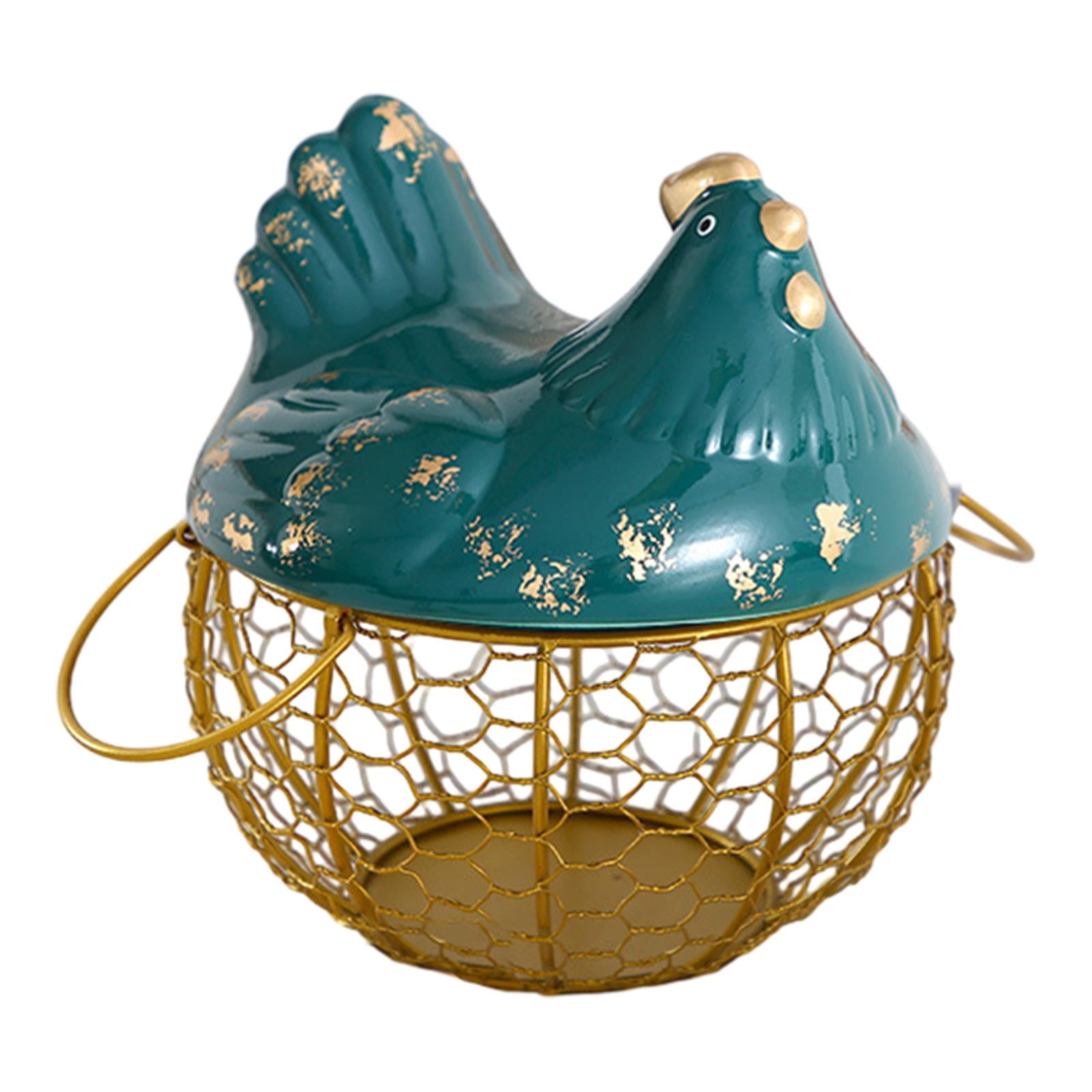 Egg Storage Basket Egg Organizer Cute Countertop Fresh Egg Holder Pantry Rustic Egg Collecting Basket Metal Chicken Egg Holder Egg Container Gold