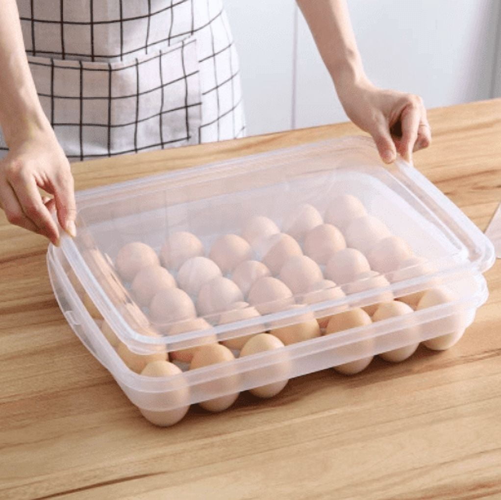 Egg Storage Box 10/18/34 Grids Refrigerator Egg Organizer Tray Stackable Egg Holder Container