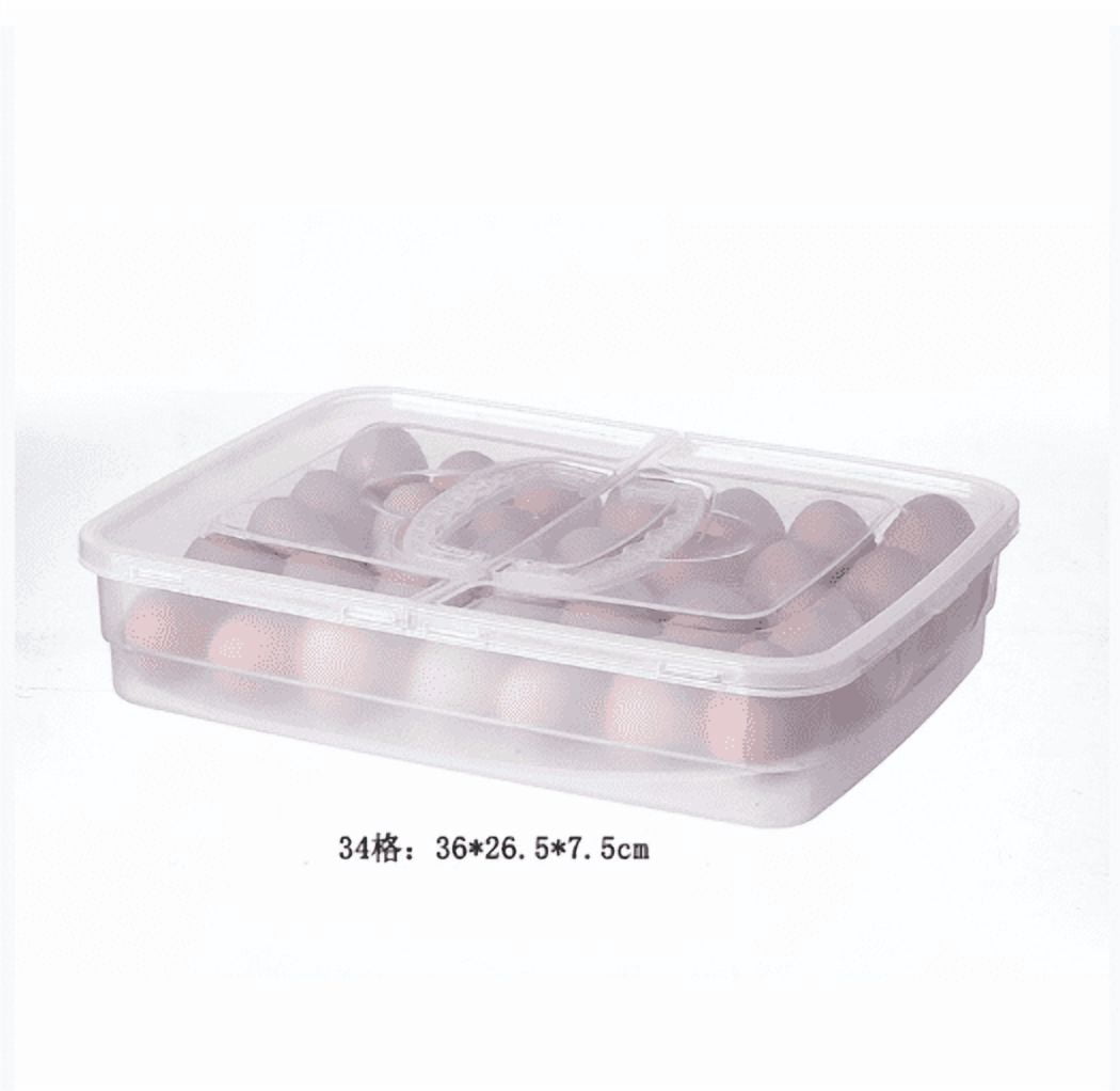 Egg Storage Box 10/18/34 Grids Refrigerator Egg Organizer Tray Stackable Egg Holder Container