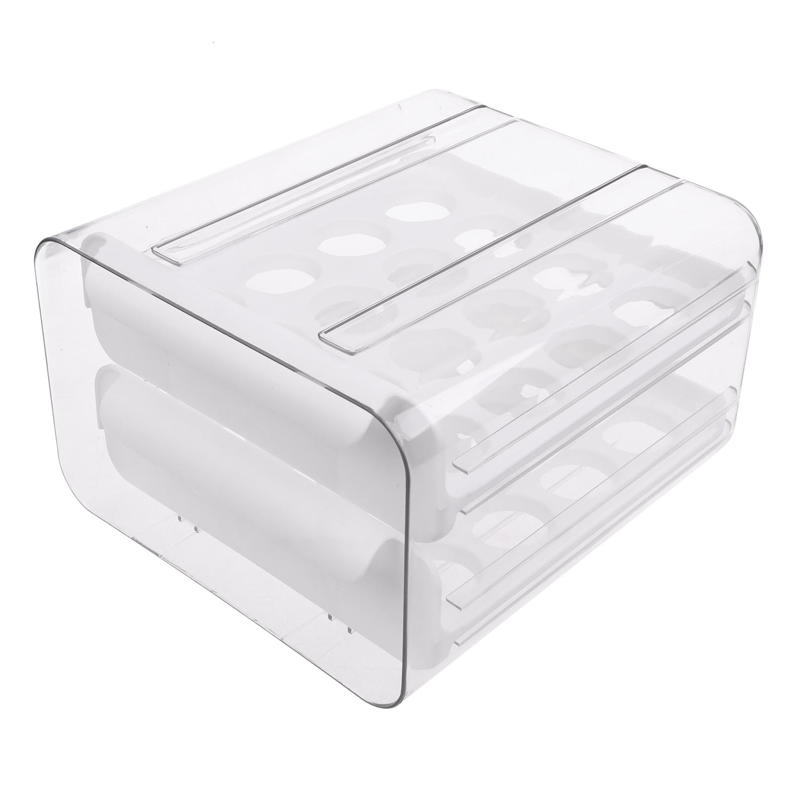 Egg Storage Box 32 Compartment Refrigerator Rack Double Drawer Kitchen ...
