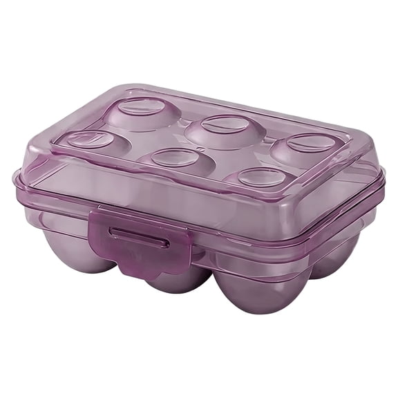 Egg Storage Box For Refrigerator, 6 Grid Hard Boiled Egg Dispenser Case, Portable Carrier For Picnic Camping Travel (B)