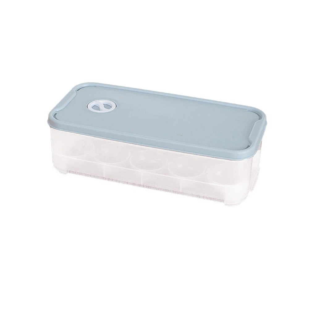 Egg Storage Box with Lid, Dual-layer Fridge Preservation Container, Airtight Food Organizer for Refrigerator Fresh-keeping, Light Blue Plastic Holder for Kitchen Use