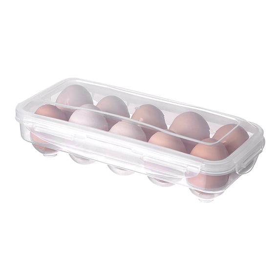 Egg Storage Container with Lid for Refrigerator, Clear Plastic Egg Tray Holds 10 Eggs, Stackable Odorless Organizer, 12.6"x7.1"x2.7", Easy Hand Wash(12.6"x7.1"x2.7",10 Grids)