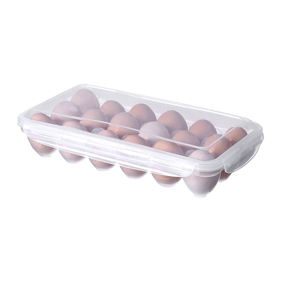 Egg Storage Container with Lid for Refrigerator, Clear Plastic Egg Tray Holds 18 Eggs, Stackable Odorless Organizer, 12.6"x7.1"x2.7", Easy Hand Wash(12.6"x7.1"x2.7",18 Grids)