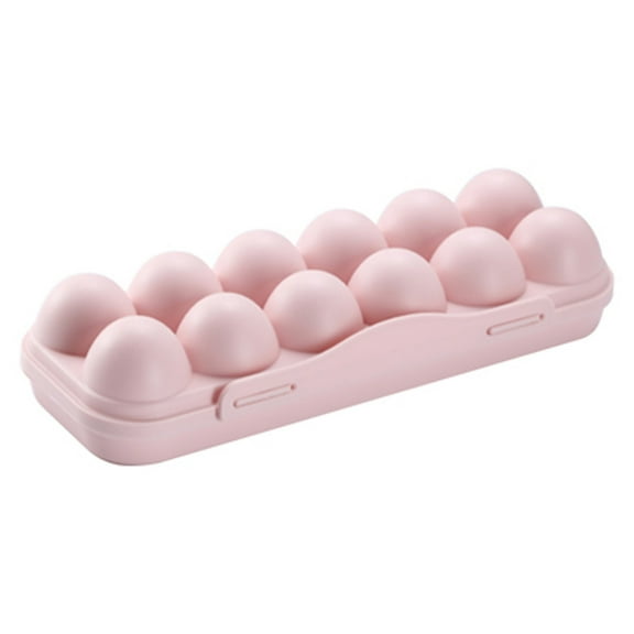 Egg Storage Container with Lid Stackable Refrigerator Egg Holder Fresh-Keeping Tray Durable Locking Crisper Box for Kitchen Organization,fridge organizer,egg storage box,Pink,1PC