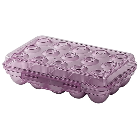 Egg Storage Container,Refrigerator Egg Holder Organizer with Secure Lock,Portable Egg Case for Camping Travel (10X2In) Purple
