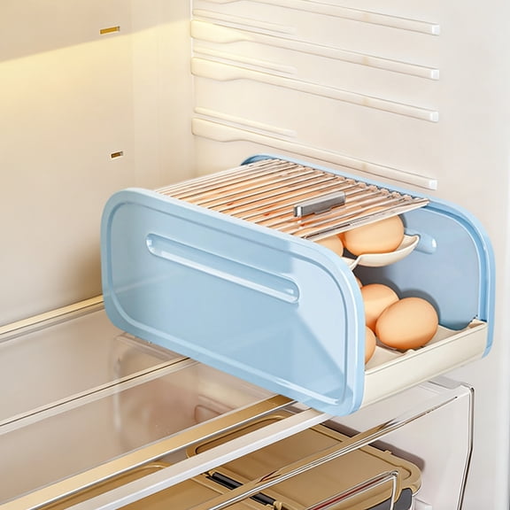 Egg Storage Container | Refrigerator Egg Holder Tray | Kitchen Food Organizer for Eggs, Rice, Flour & Grains | Airtight Plastic Bin with Lid & Handle | Home Pantry Storage Solution